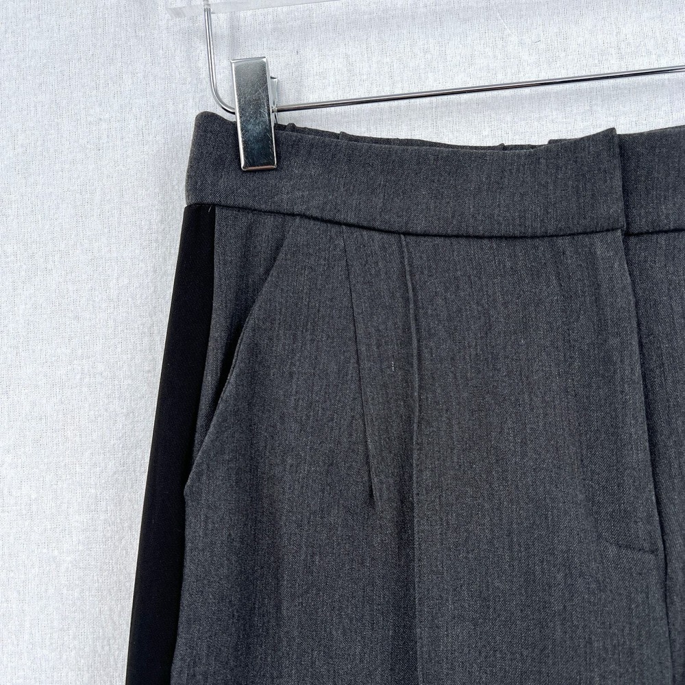 KRISA High Rise Pants Women Medium Gray Tuxedo Stripe Pleated Business Casual - Picture 7 of 16